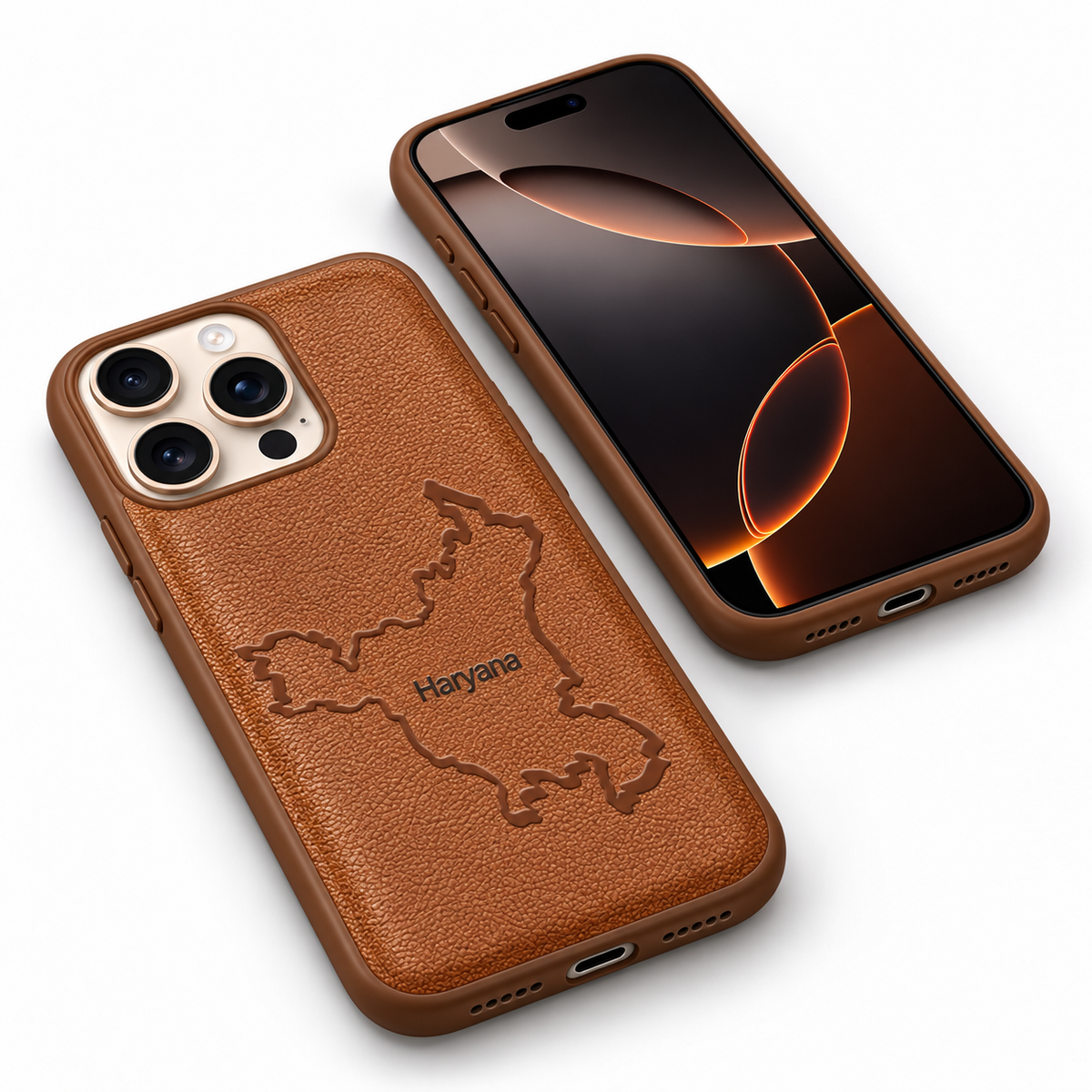 Brown mobile cover with raised camera protection for iPhone 12