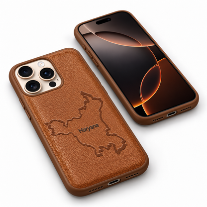 Brown mobile cover with raised camera protection for iPhone 12