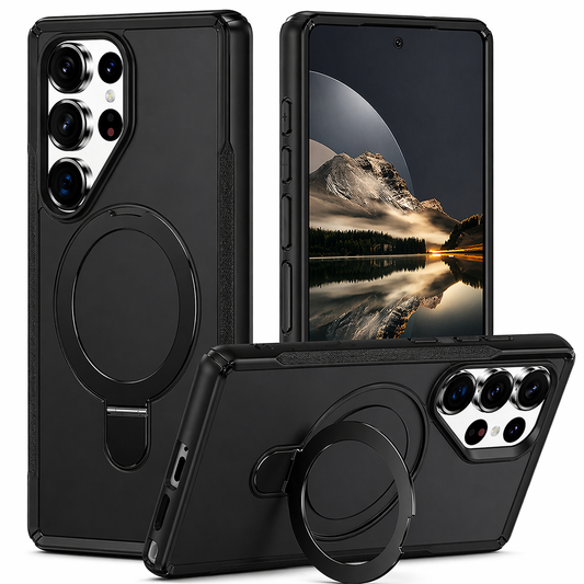 Dual Layer Phone Case – Black Vivid Cover MagSafe Compatible With Ring Stand