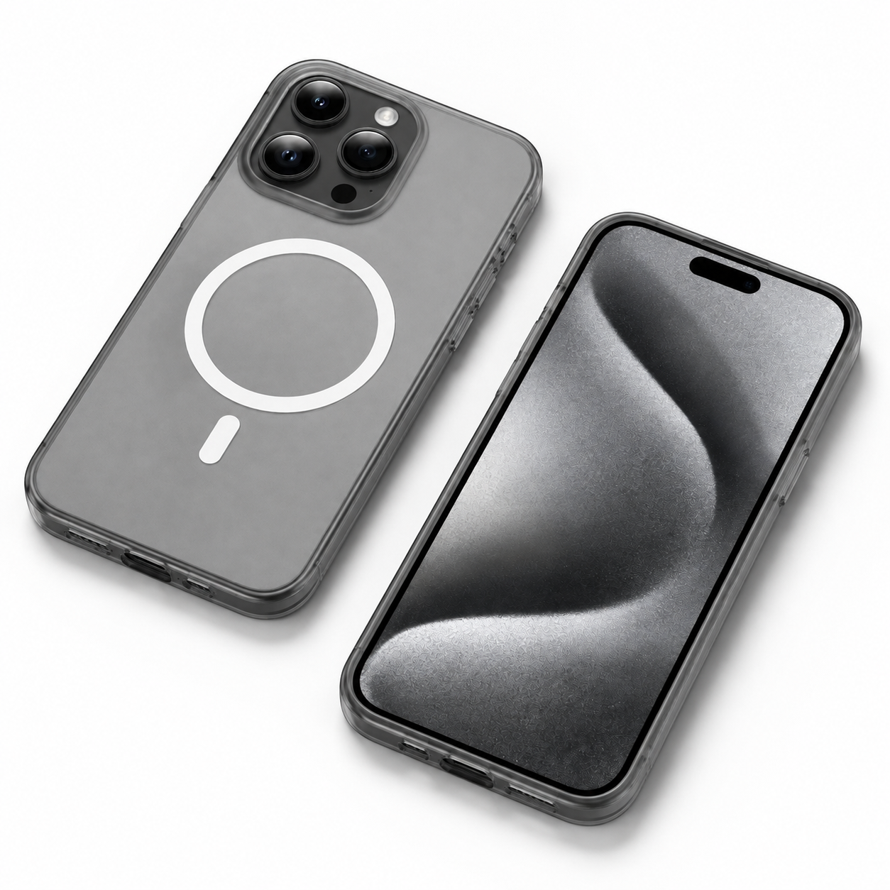Black frosted mobile cover with raised camera protection for iPhone 12