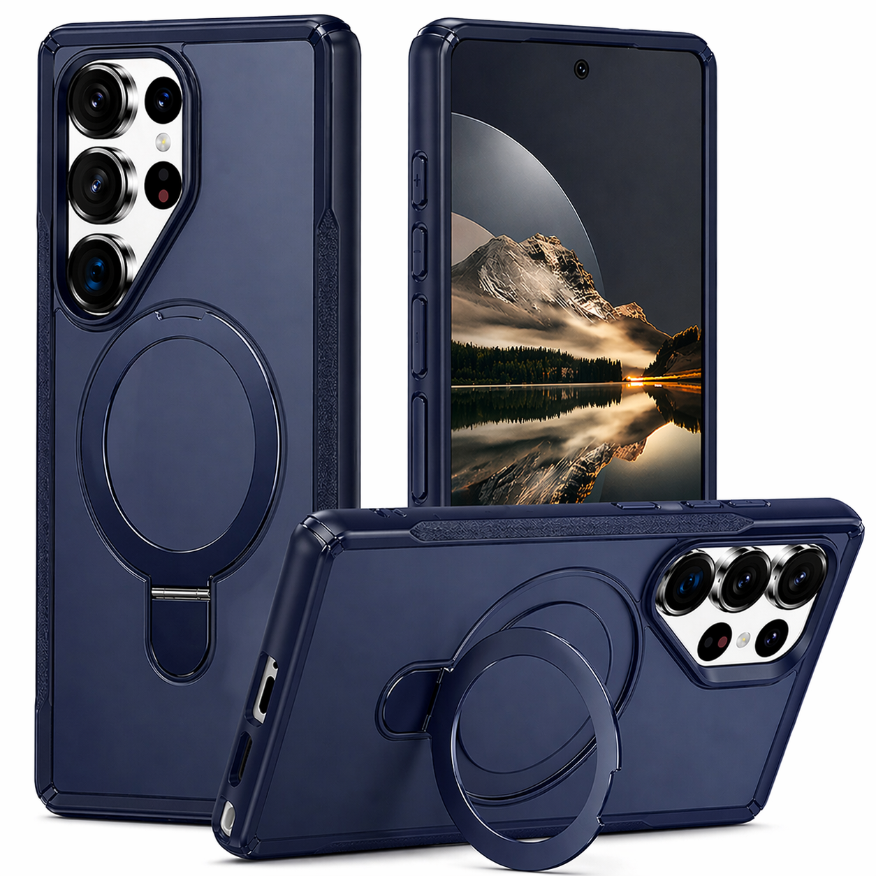 Dual Layer Phone Case – Blue Vivid Cover MagSafe Compatible With Ring Stand