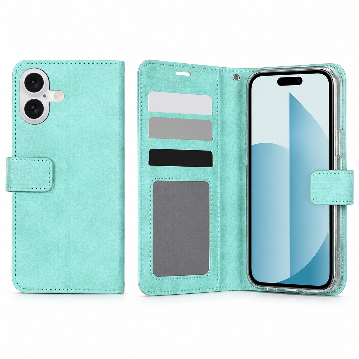Teal Photo ID wallet case for Apple iPhone 17 with card holder