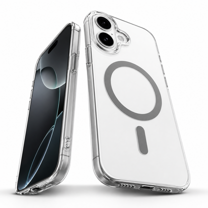 Premium Grey Protective Phone Case for Apple iPhone 16, MagSafe Case, durable mobile cover, transparent protective cover
