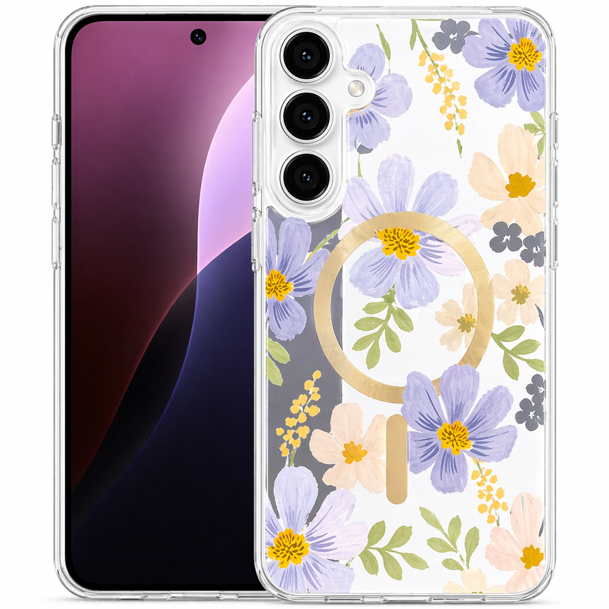 Dual Layer Phone Case – Light Purple Flower Echo Design Cover MagSafe Compatible