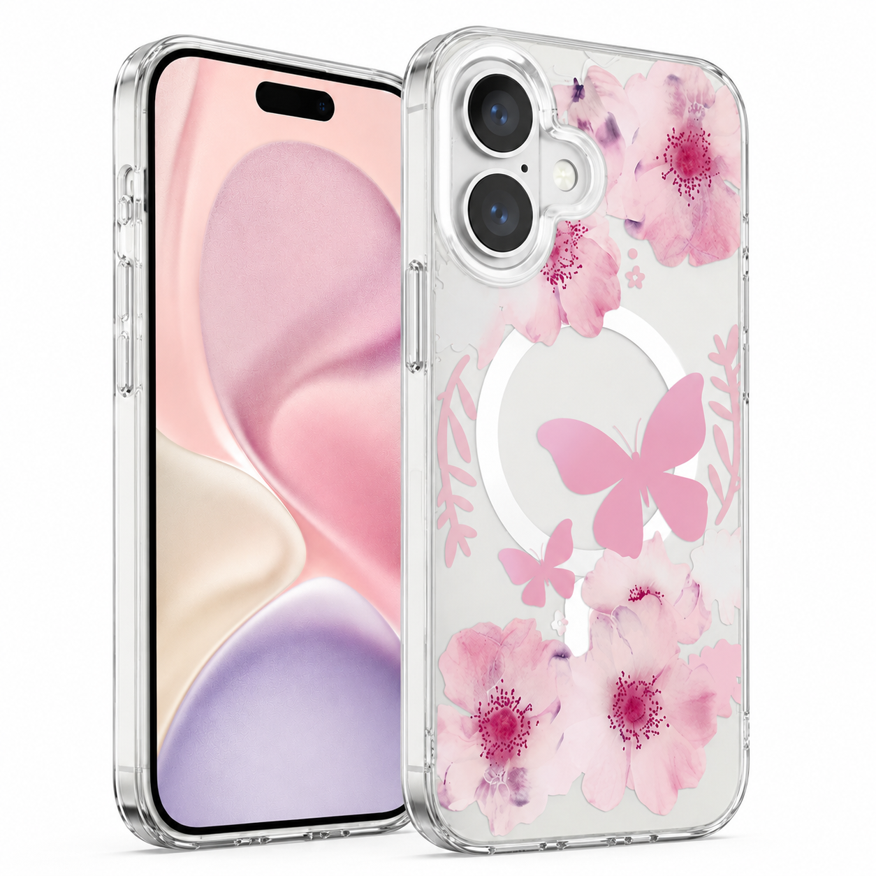 Designer Floral Mobile Cover Apple iPhone 16 Transparent Protective Phone Case