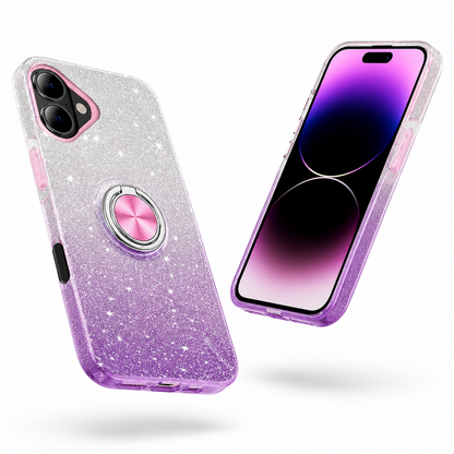 Premium purple silver iPhone 17 case with rotating ring stand