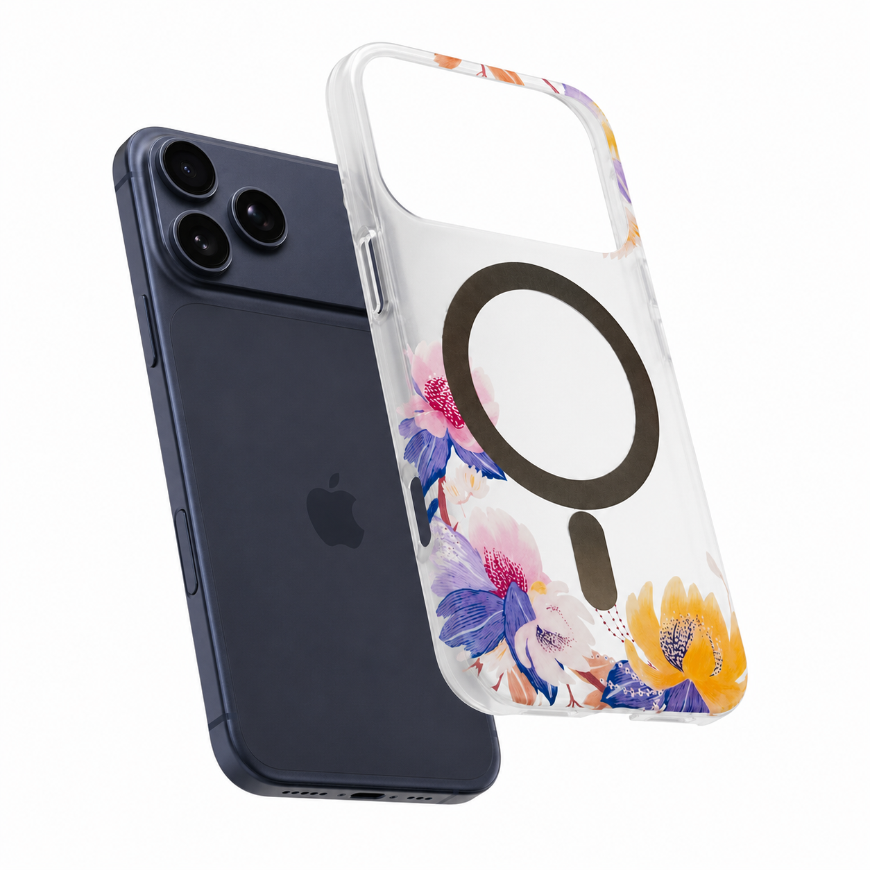 Yellow Frosted Floral MagSafe Case for Apple iPhone 17 Pro Max Shockproof Mobile Cover