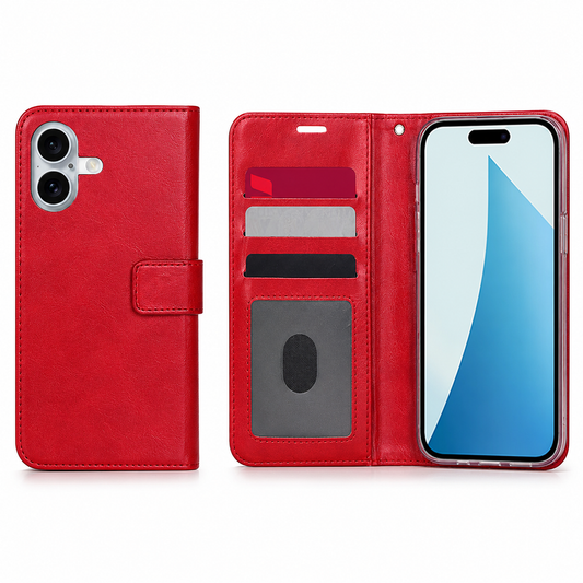 Red Photo ID wallet case for Apple iPhone 17 with card holder