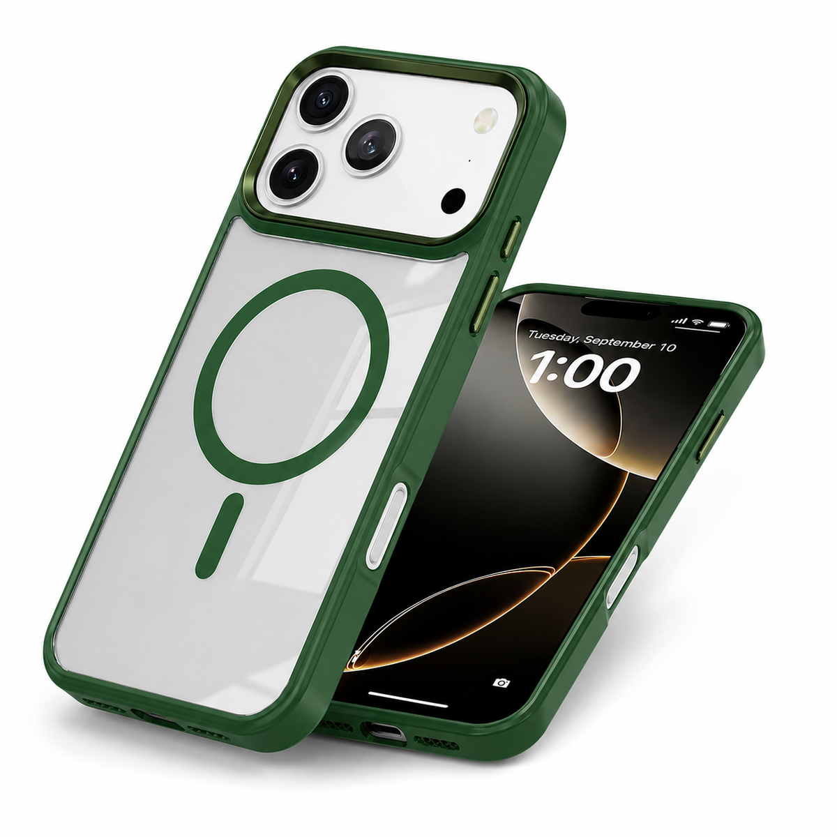 Military Grade Apple iPhone 18 Pro Max MagSafe Hybrid Protective Phone Case Midnight Green