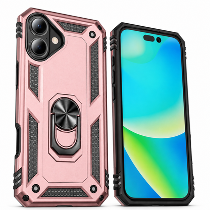 Impact-resistant hybrid phone cover for Apple iPhone 17 in rose gold