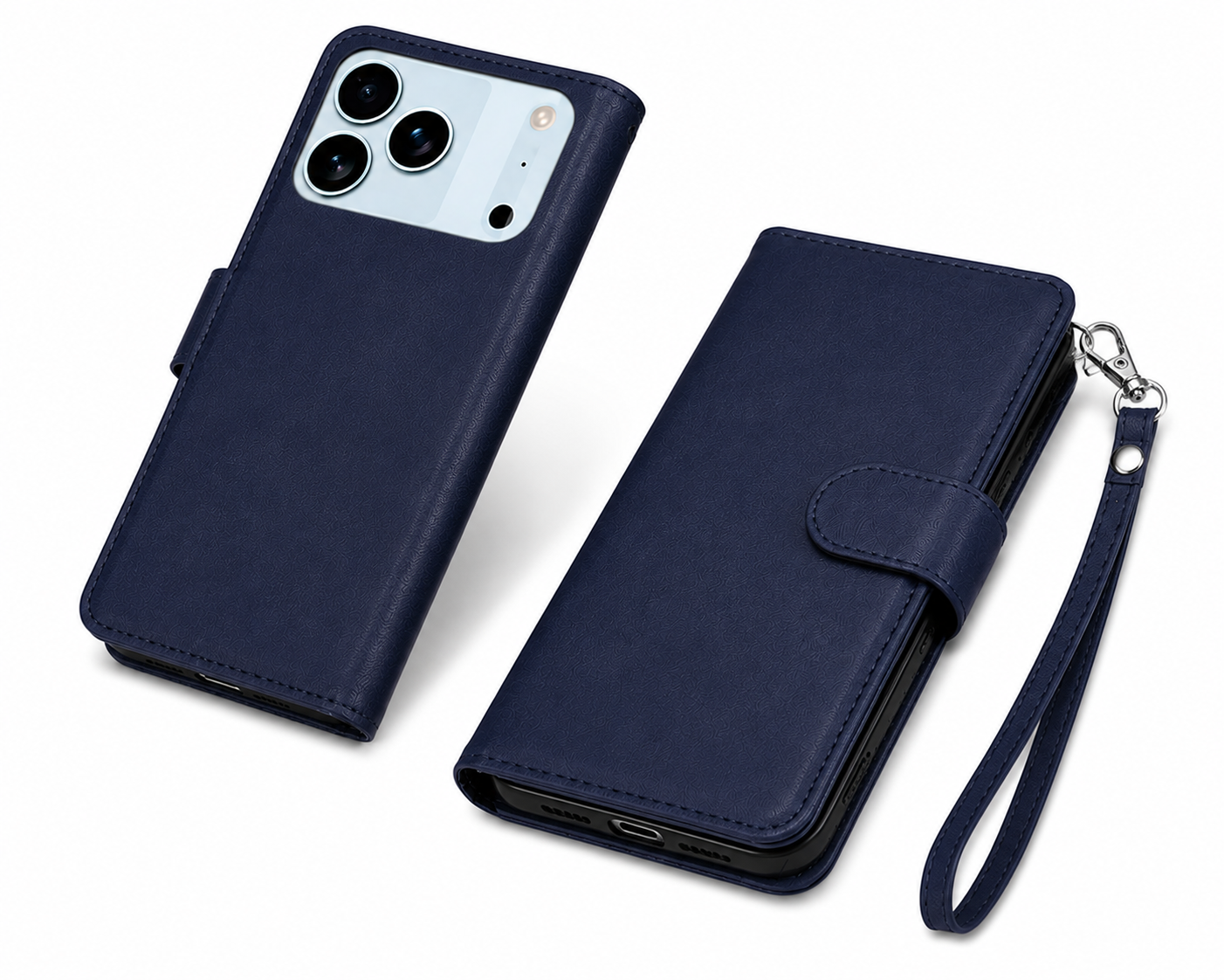 Premium Navy Phone Case for Apple iPhone 17 Pro, Card Holder Wallet, Luxury Mobile Cover