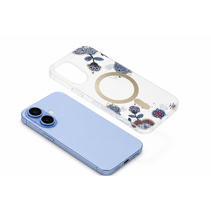 Blue Floral MagSafe Phone Case for Apple iPhone 17 – Slim Shockproof Mobile Cover