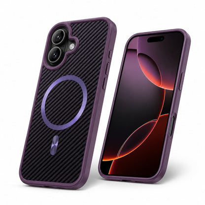 Purple MagSafe Carbon Elite Case, Apple iPhone 16 Case, Carbon Fiber Phone Cover, Shockproof Protective Case
