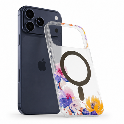 Transparent Yellow Flower MagSafe iPhone 17 Pro Max Case Durable Shockproof Phone Cover