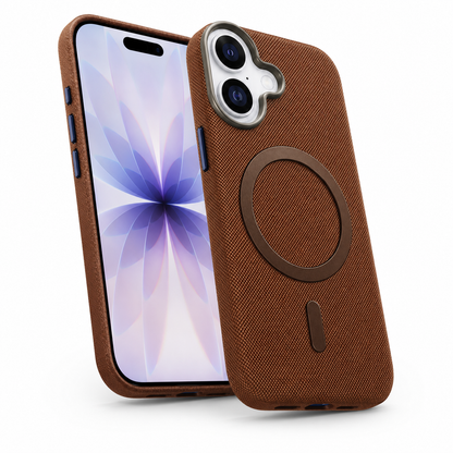 Premium Mobile Case for Apple iPhone 16 with fabric phone cover and wireless charging compatible case