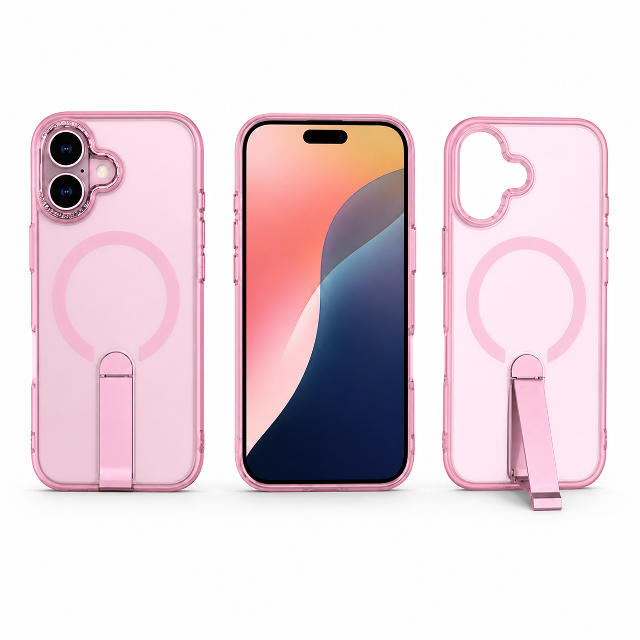 Apple iPhone 16 Pink MagSafe Cover, Transparent Protective Phone Case, Military Grade Mobile Cover, Drop Protection Case