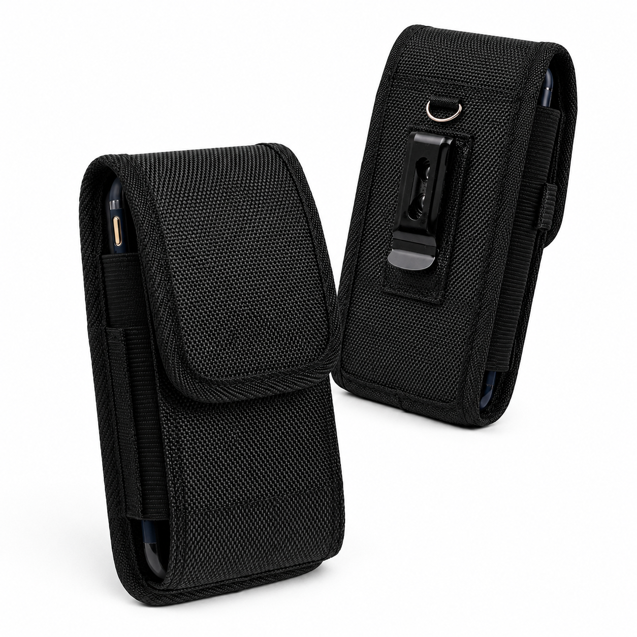 iPhone 17 Pro Max Belt Holster Pouch with Vertical Phone Case, Nylon Phone Holder and Magnetic Flap
