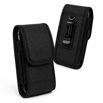 iPhone 17 Pro Max Belt Holster Pouch with Vertical Phone Case, Nylon Phone Holder and Magnetic Flap