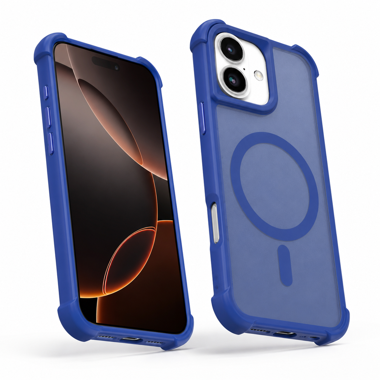 Premium Navy iPhone 16 Protective Case transparent anti-scratch MagSafe phone case

