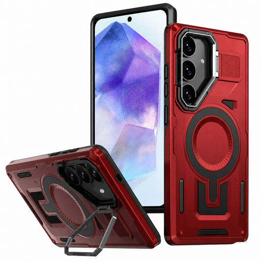 Dual Layer Phone Case – Red Shield Mate Crafted Cover MagSafe Compatible with Stand