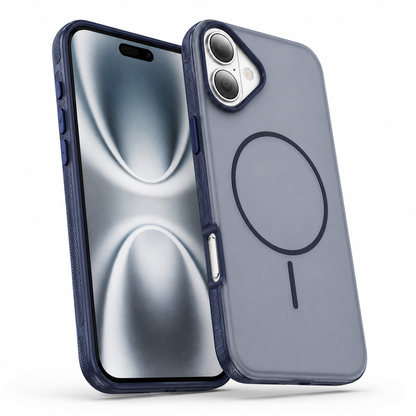 Apple iPhone 16 cover in premium blue glam style with drop protection case and anti-scratch back panel