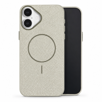 Grey Glitsy MagSafe Case Apple iPhone 16, Glitter Phone Case, Protective Mobile Cover, Shockproof Phone Case