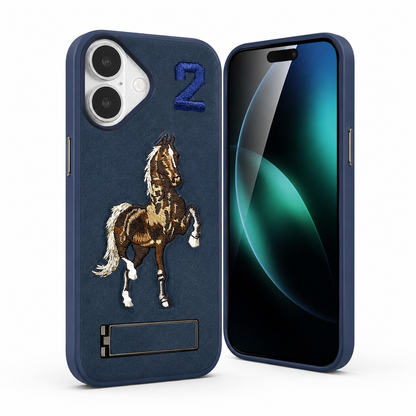 Blue Kickstand Case for Apple iPhone 16, Durable Smartphone Cover, Scratch Resistant Mobile Case, Luxury Phone Cover