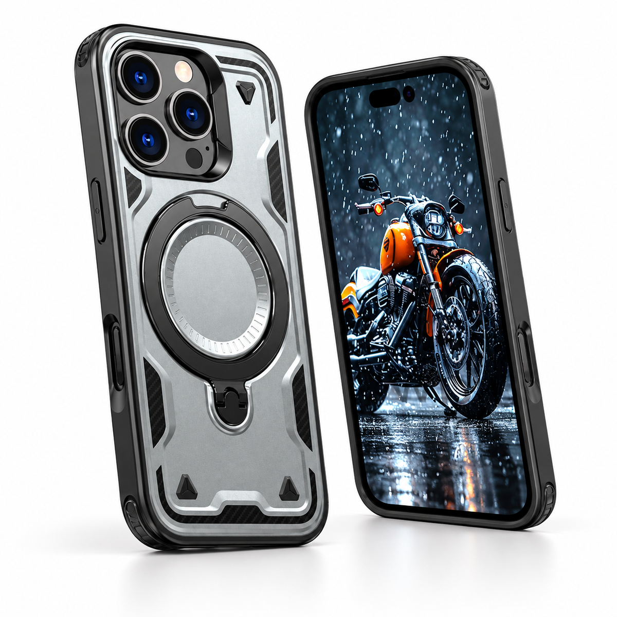 Sparta MagSafe phone cover with ring holder in grey for iPhone 12 / 12 Pro 6.1-inch.