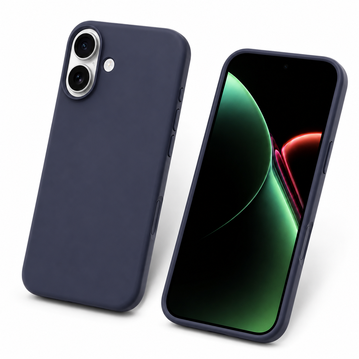 Soft-touch navy silicone phone cover for Apple iPhone 17