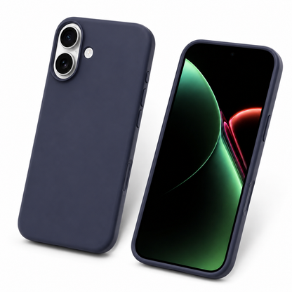 Soft-touch navy silicone phone cover for Apple iPhone 17