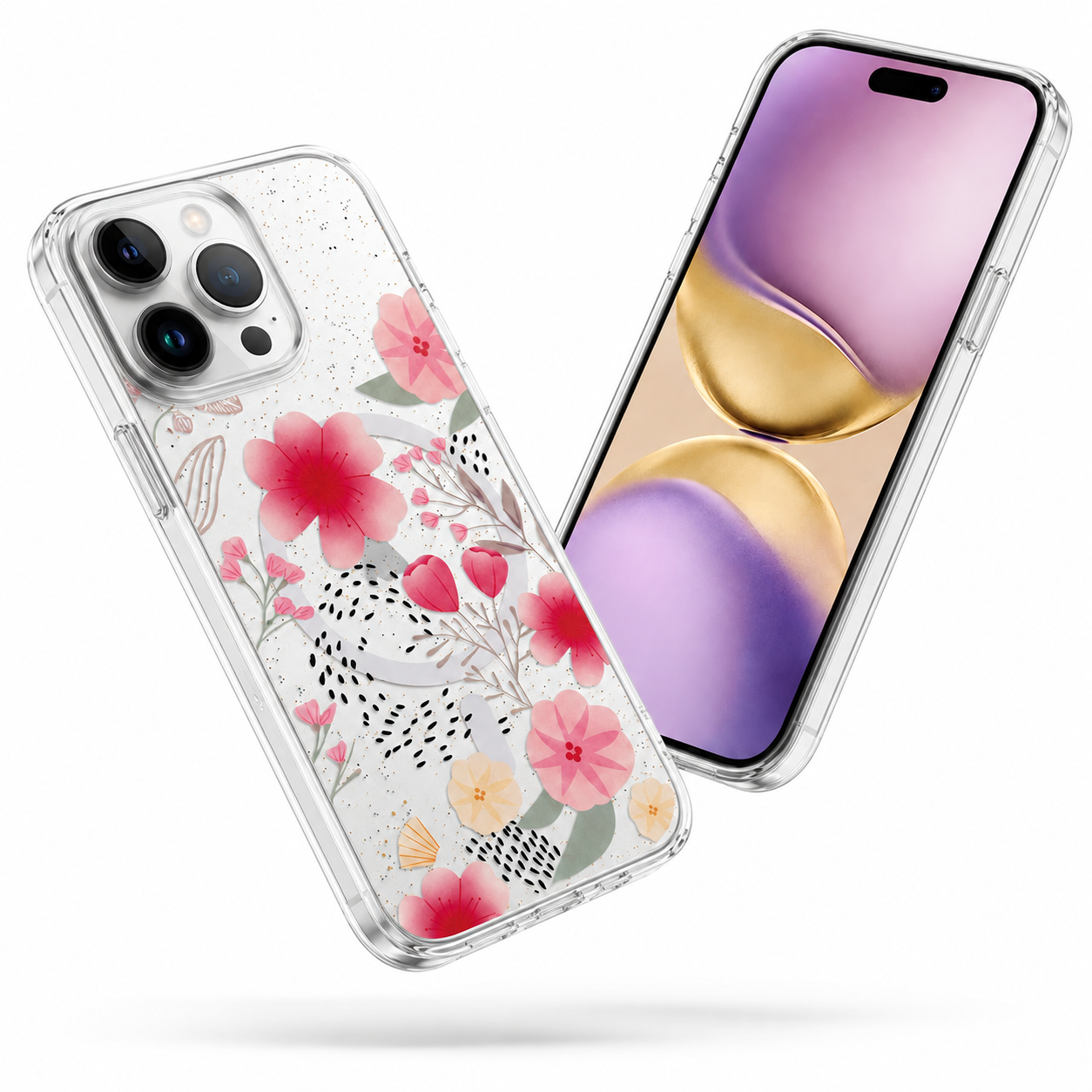 Slim MagSafe compatible light pink flower iPhone 12 Pro case