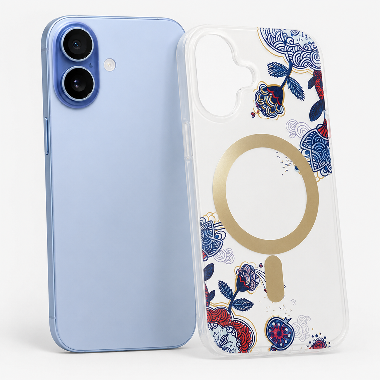 Apple iPhone 17 Blue Frosted MagSafe Flower Case – Premium Floral Protective Phone Cover