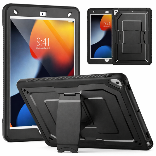 Black Slip Tablet Case – Black Grip Stand Shockproof Cover with Adjustable Stand | Protective Case