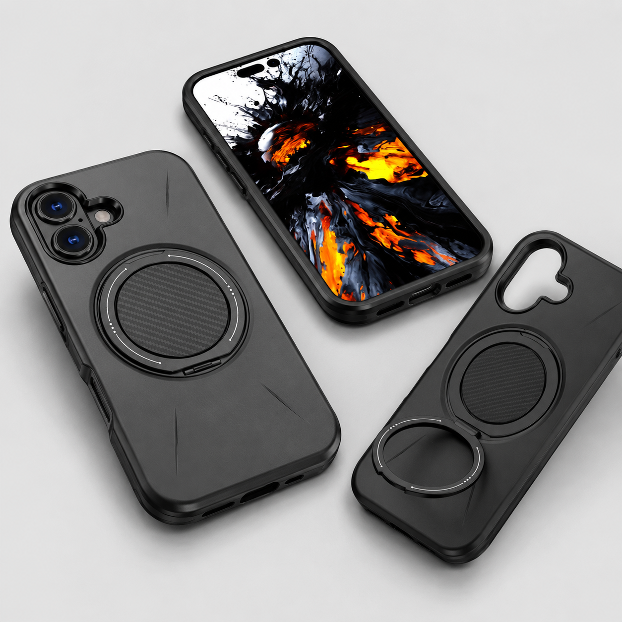 Premium Forge Ring Case for iPhone 16, protective cell phone cover, kickstand mobile case, durable smartphone case