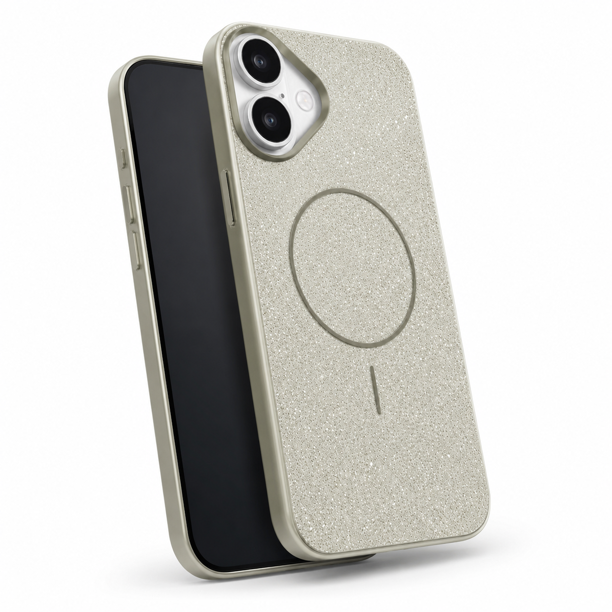 Apple iPhone 16 Grey MagSafe Cover, Premium Glitter Phone Case, Slim Protective Mobile Cover