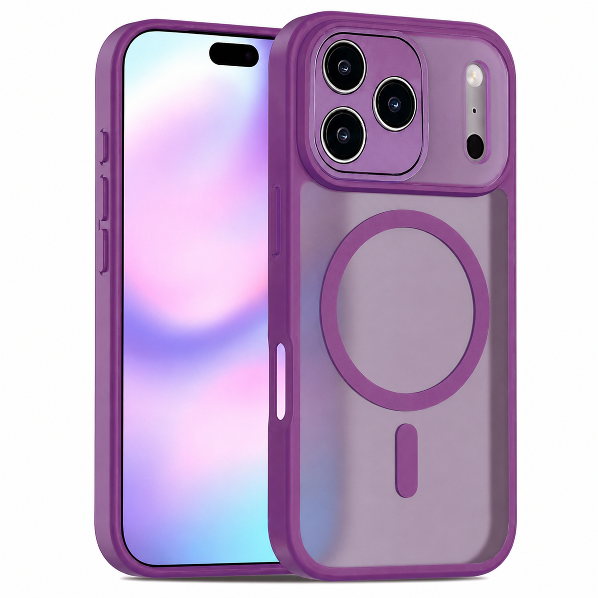 Deep Purple iPhone 18 Pro Max Case, Matt Rubberized MagSafe Case, Protective Phone Cover.
