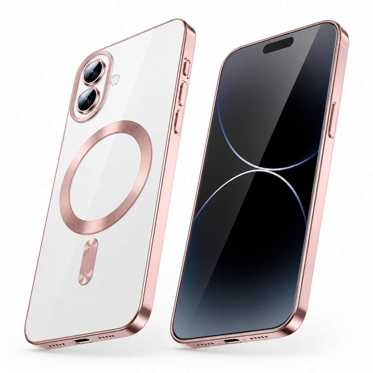 Apple iPhone 16 Protective Phone Case featuring Rose Gold MagSafe Compatible Cover