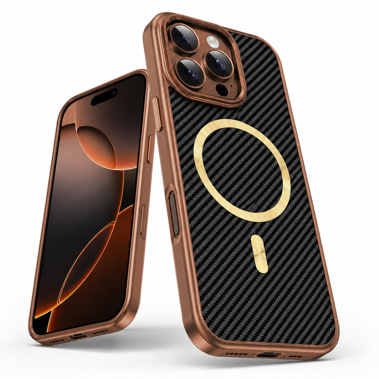 Brown Carbon Elite shockproof case for Apple iPhone 12 Pro 6.1 inch