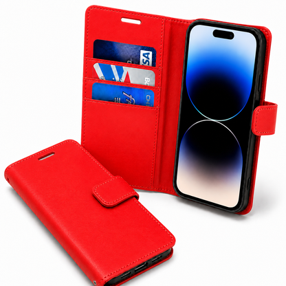 Apple iPhone 17 Pro Max Red Wallet Case Premium BlueMoon Diary Flip Phone Cover