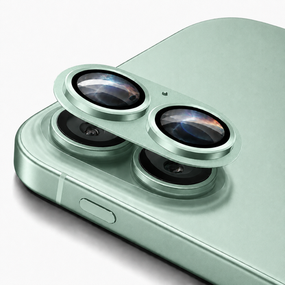 Apple iPhone 17 green camera lens guard close-up