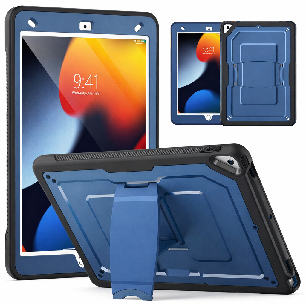 Black Slip Tablet Case – Navy Grip Stand Shockproof Cover with Adjustable Stand | Protective Case