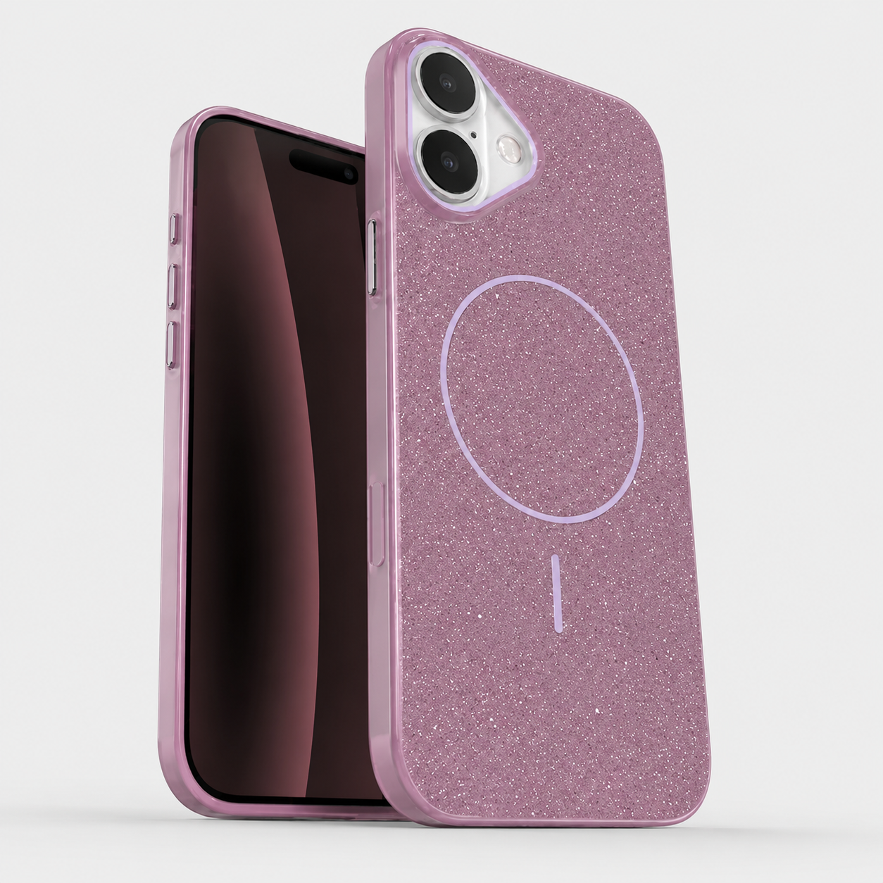 Apple iPhone 16 Purple Glitter Case with MagSafe Compatible Protective Cover