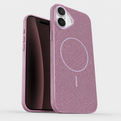 Apple iPhone 16 Purple Glitter Case with MagSafe Compatible Protective Cover