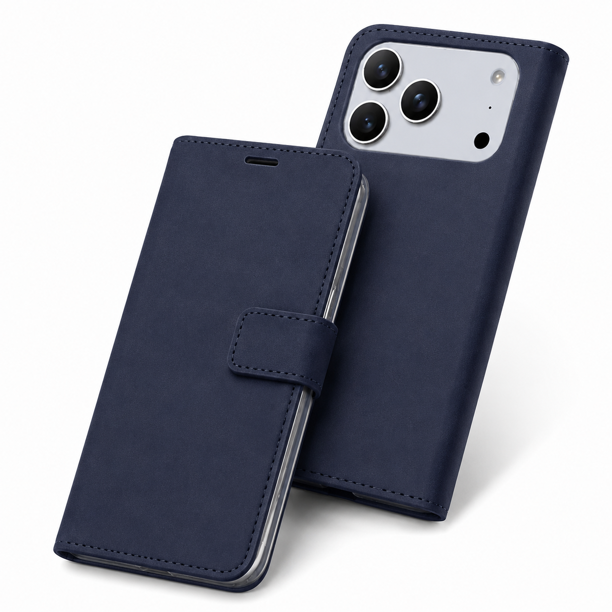 Navy Wallet Phone Case for Apple iPhone 17 Pro Max Card Holder and Photo ID Cover