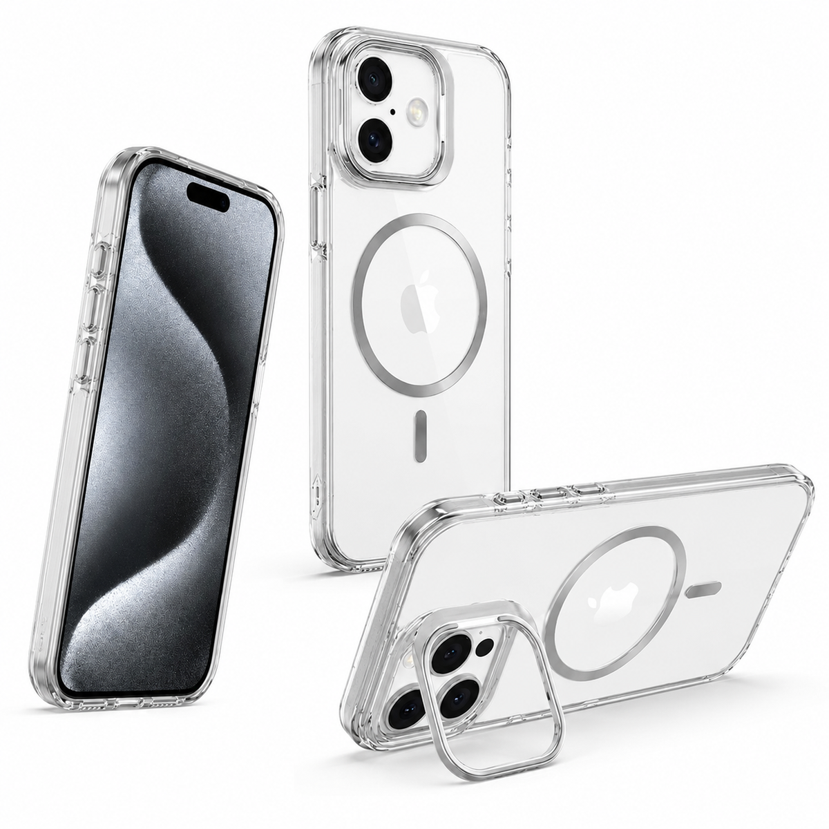 Premium MagSafe Phone Case for Apple iPhone 16 Crystal Clear Protective Mobile Cover White