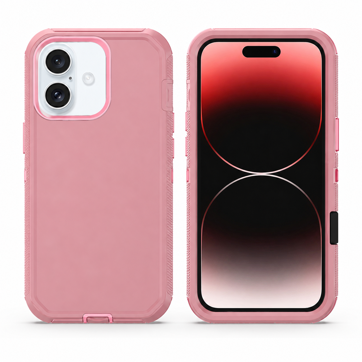Rose gold triple protection case for Apple iPhone 17 back view