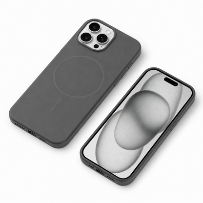 Grey silicone mobile cover with raised camera protection for iPhone 12