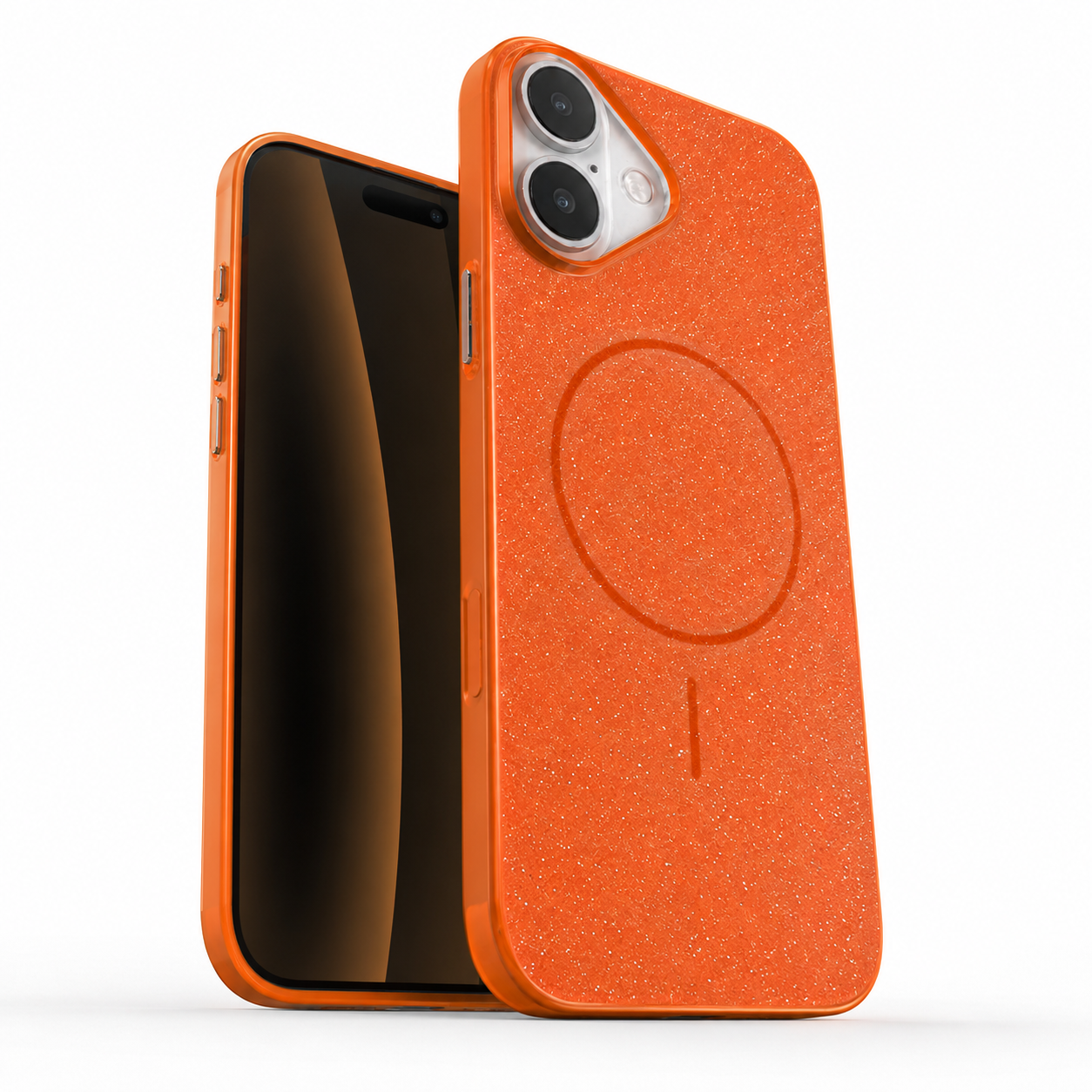 Apple iPhone 16 Orange MagSafe Cover, Premium Glitter Case, Slim Protective Mobile Cover