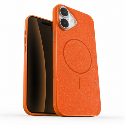 Apple iPhone 16 Orange MagSafe Cover, Premium Glitter Case, Slim Protective Mobile Cover