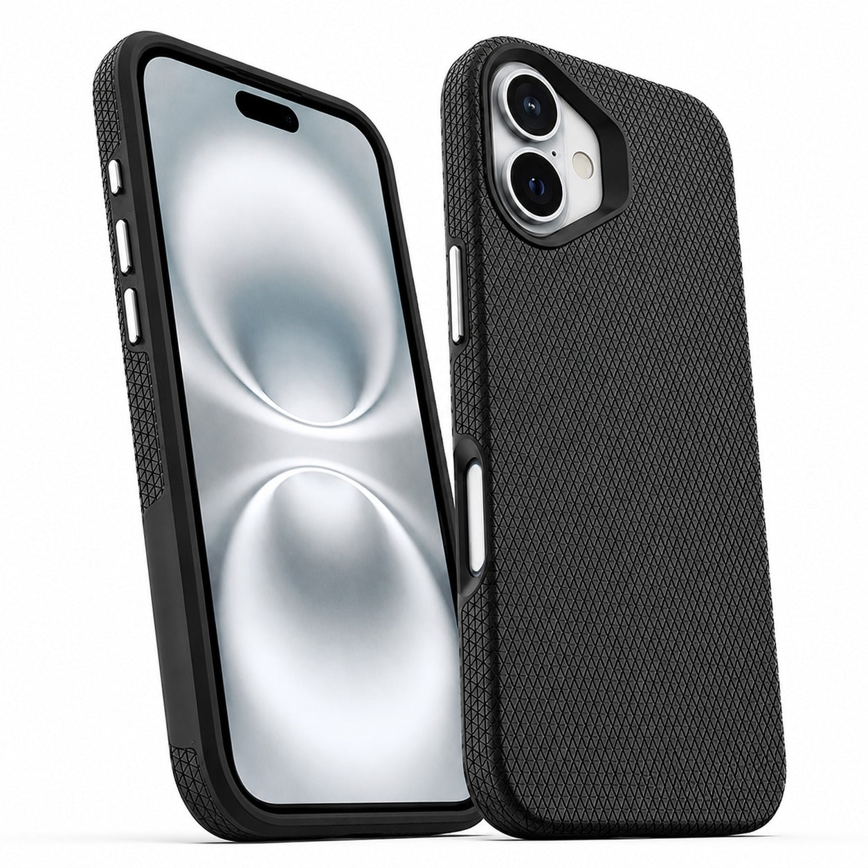  Designer Black iPhone 16 Cover, Impact Resistant Phone Case, Wireless Charging Compatible Case